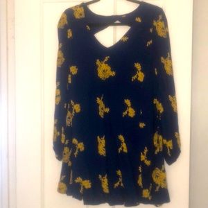 Free people boxy mini dress with long sleeves